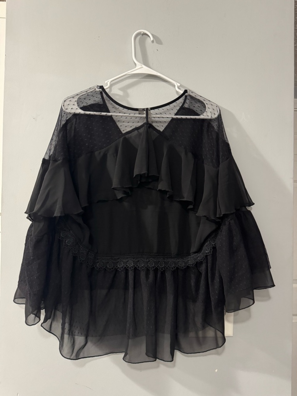 ASOS Black Ruffle Sheer Blouse - Picture 6 of 10